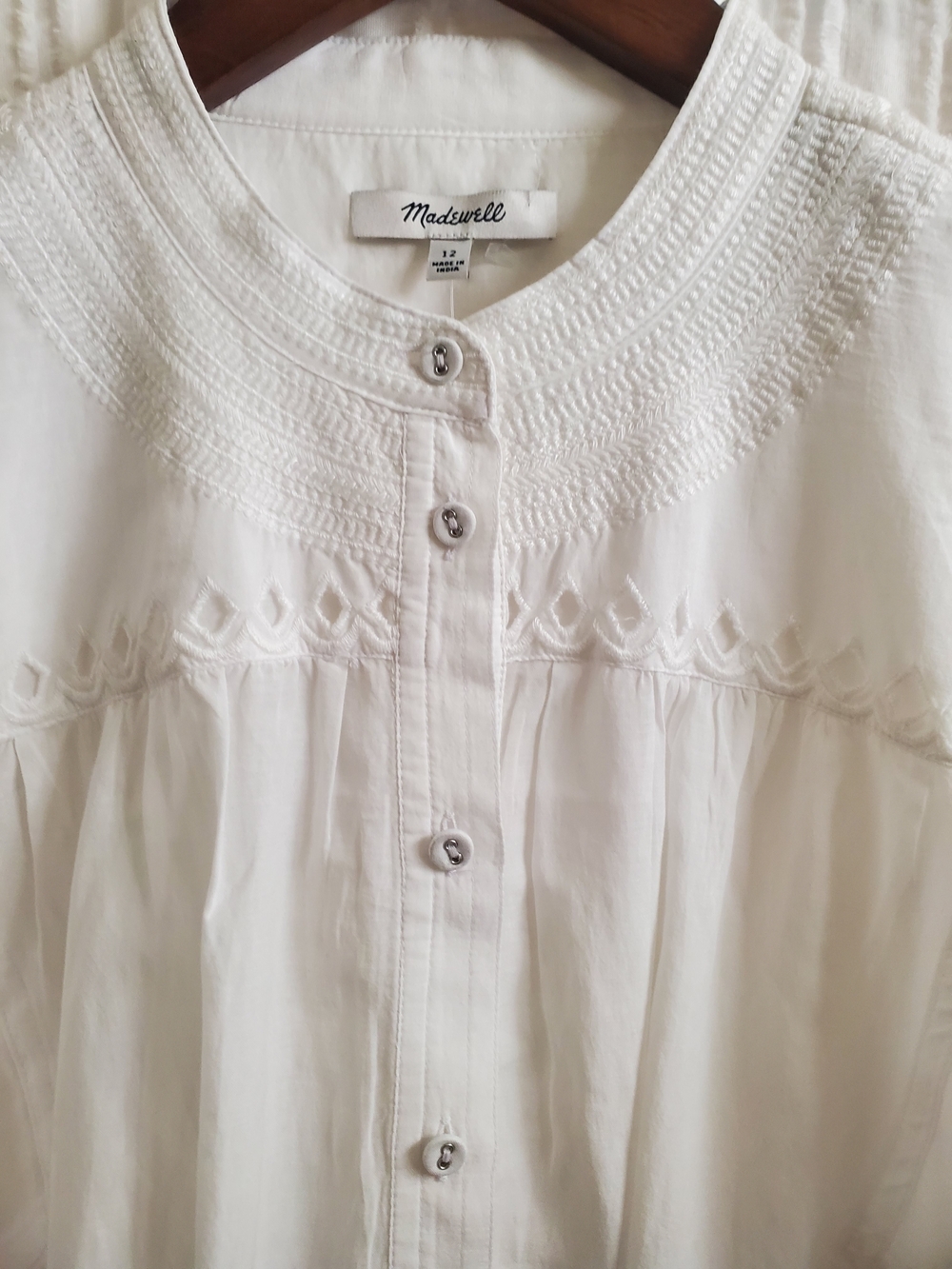 Madewell White Short-Sleeve Button-Front Blouse - Picture 4 of 16